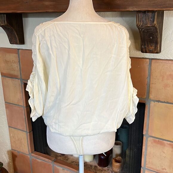 Free People Cream Cleo ruched sleeve bodysuit, S! - Picture 5 of 9